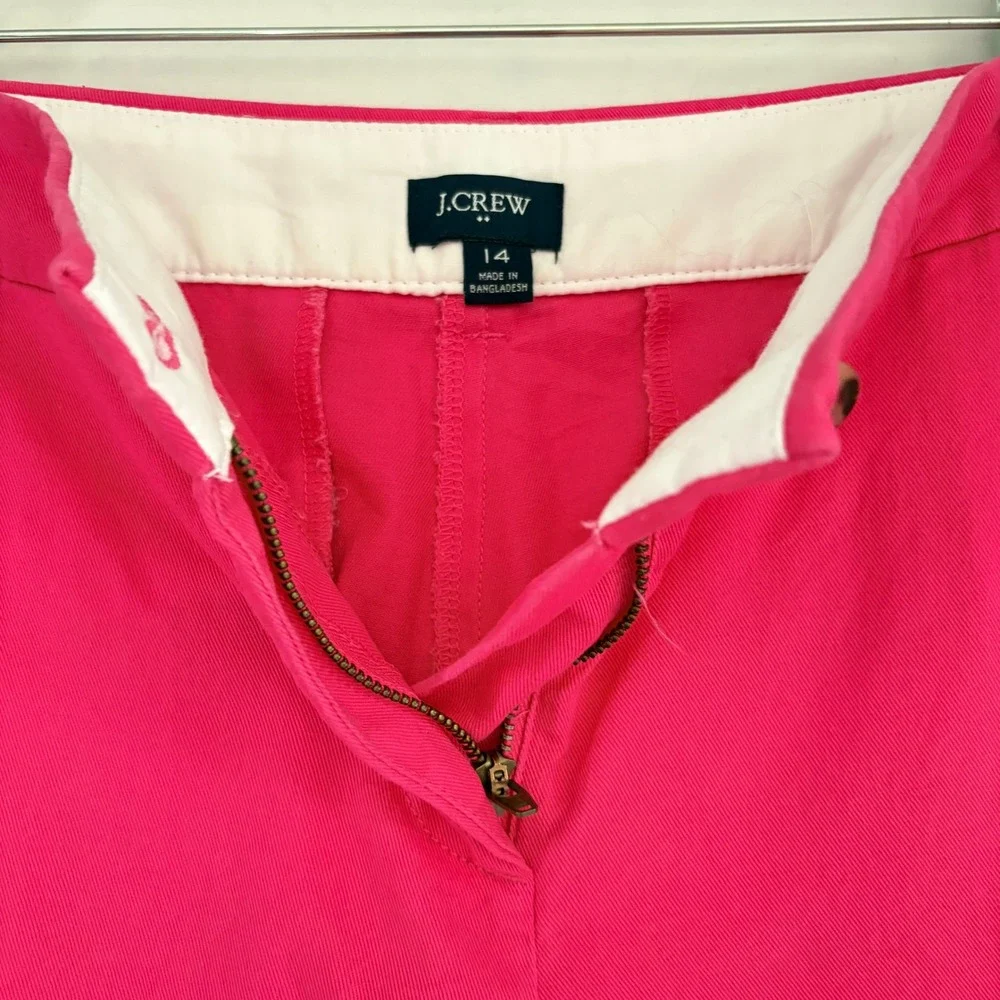 J.Crew Womens Hot Pink Chino Shorts‎ Cotton Twill Summer Size 14